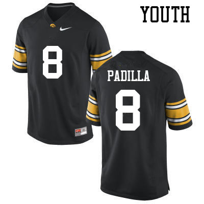 Youth #8 Alex Padilla Iowa Hawkeyes College Football Jerseys Sale-Black - Click Image to Close